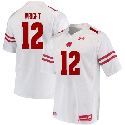 Men's Wisconsin Badgers NCAA #12 Daniel Wright White Authentic Under Armour Stitched College Football Jersey HC31Q04BQ